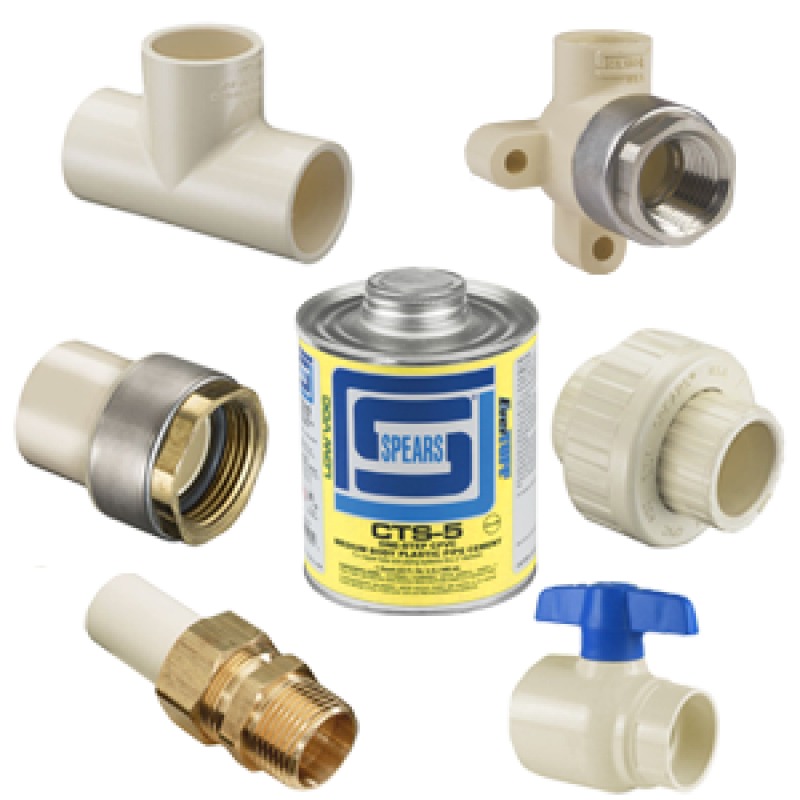 PVC y CPVC Válvulas, Fittings y Cañerías Spears.